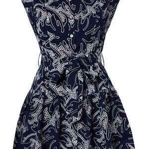NWT Current Air Women’s Short Button Down Dress in Navy w/ White Embroidered